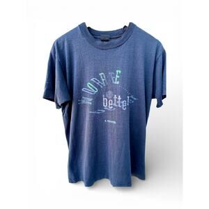 Screen Stars Best Blue T-Shirts Vintage Graphic T-Shirt Large Made in USA